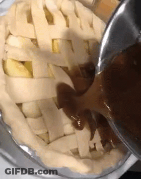 Pie Crust Poured With Sauce GIF