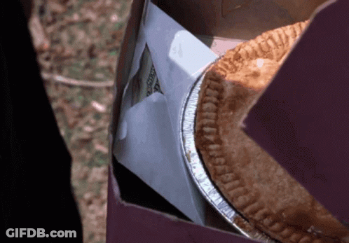 Pie In Tin Foil Pan In Kirkland Box GIF