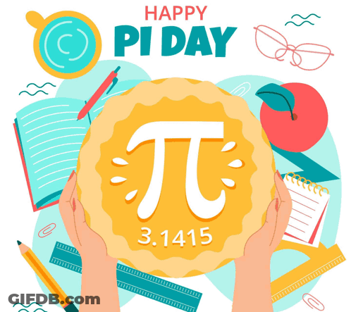 Pie With Pi Symbol And Happy Pi Day 3.1415 GIF