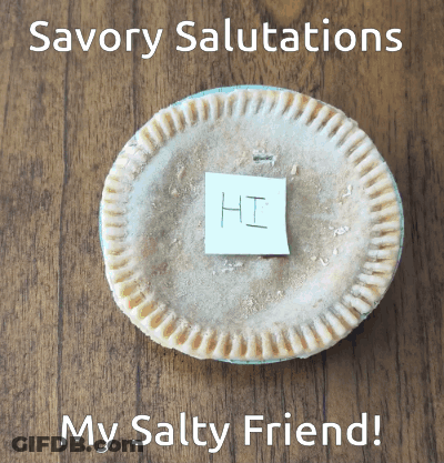 Pie With Sticky Note Saying Hi GIF
