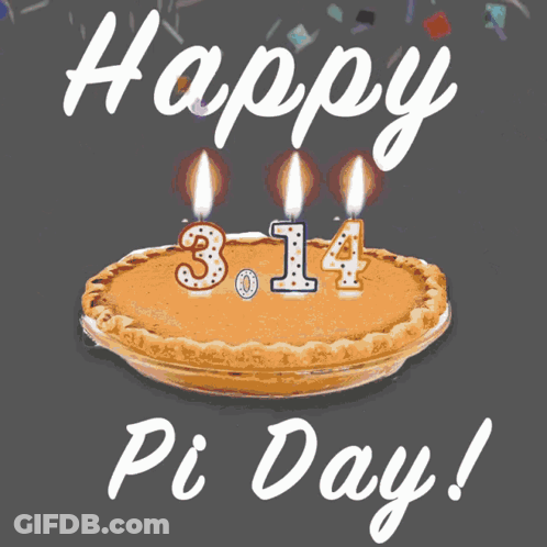 Pie With Three Lit Candles Happy Pi Day GIF