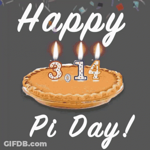 Pie With Three Lit Candles Saying Happy Pi Day GIF
