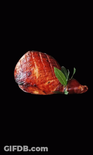 Piece Of Meat With Green Leaf GIF
