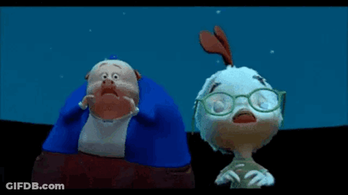 Pig And Chicken Standing Together Cartoon GIF