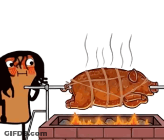 Pig Being Cooked On Grill GIF