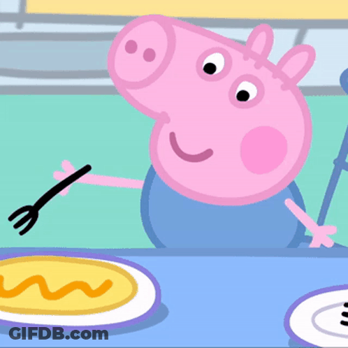 Pig Eating Pancake With Fork GIF