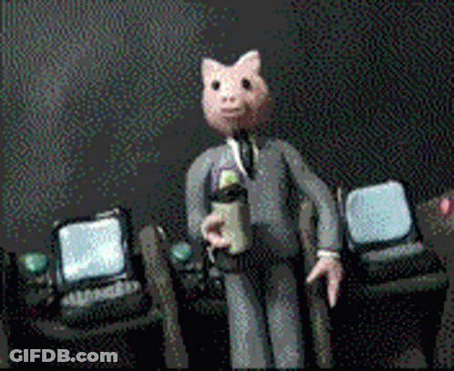 Pig Head Cartoon Holding Coffee GIF