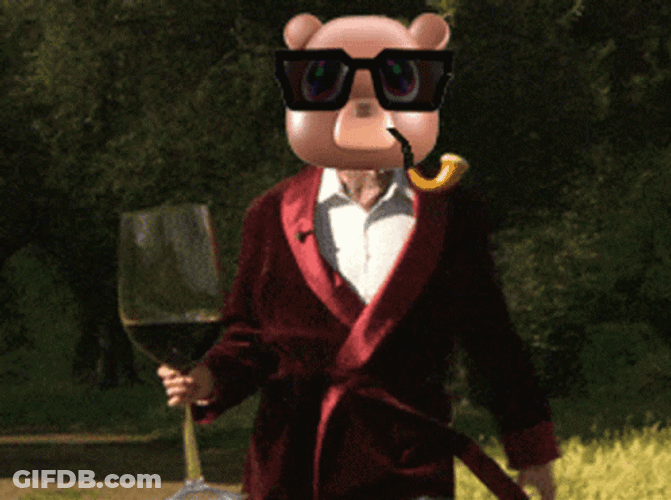 Pig Head Man Smokin GIF