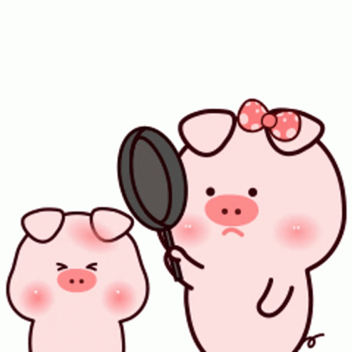 Pig Hitting Pan On Head GIF