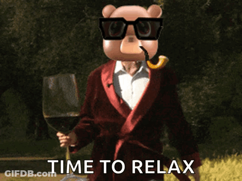 Pig In Sunglasses And Robe Holding Wine Saying Time To Relax GIF