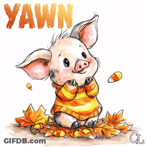 Pig In Yellow Sweater Saying Yawn GIF