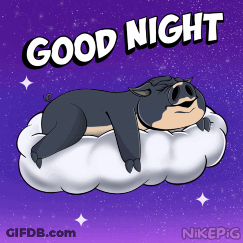 Pig Sleeping On Cloud Saying Good Night GIF