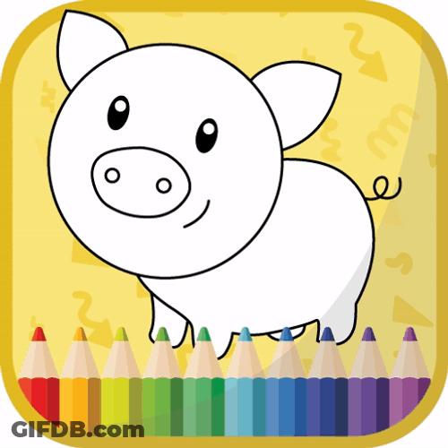 Pig With Coloring Pencils GIF