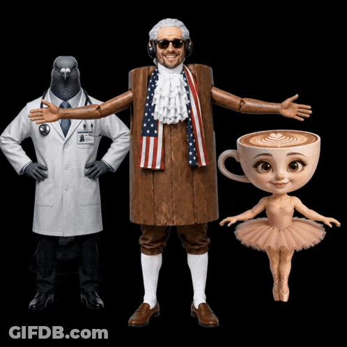Pigeon Doctor And Ballerina Standing Together GIF