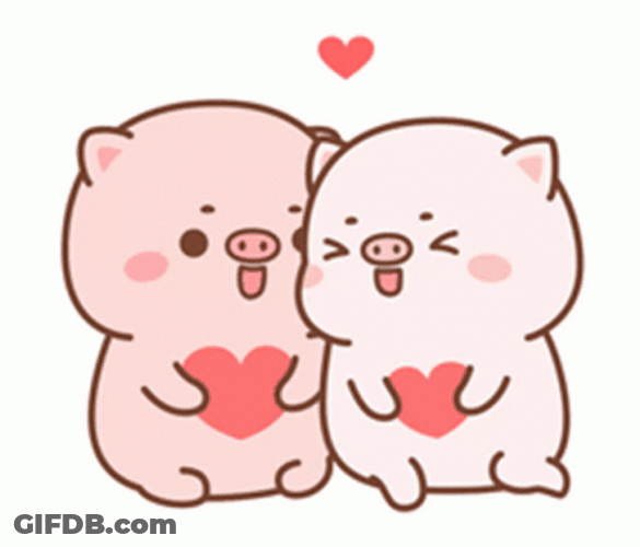 Piggy Pig Hearts Love In Love Cute GIF