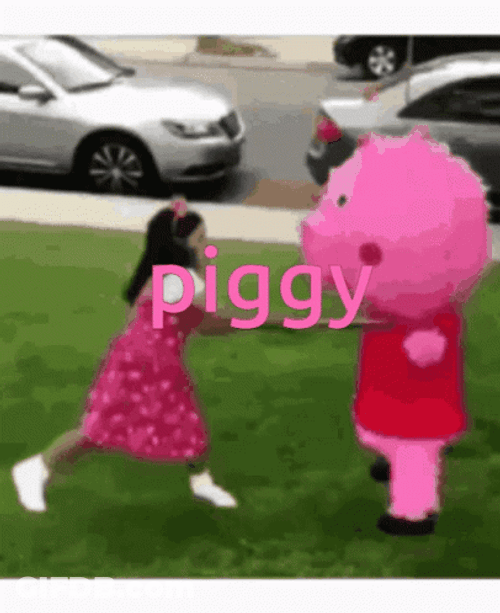 Piggy Roblox Cosplay Getting Batted GIF