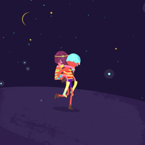 Piggyback Running Couple Cartoon GIF