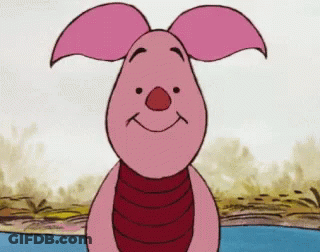 Piglet From Winnie The Pooh Stands In Front Of A Body Of Water GIF