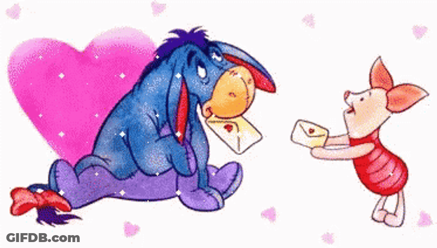Piglet Giving Gift To Eeyore GIF