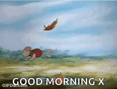 Piglet Running In Field With Butterfly GIF