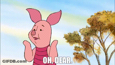 Piglet Standing In Front Of Tree Saying Oh Dear GIF