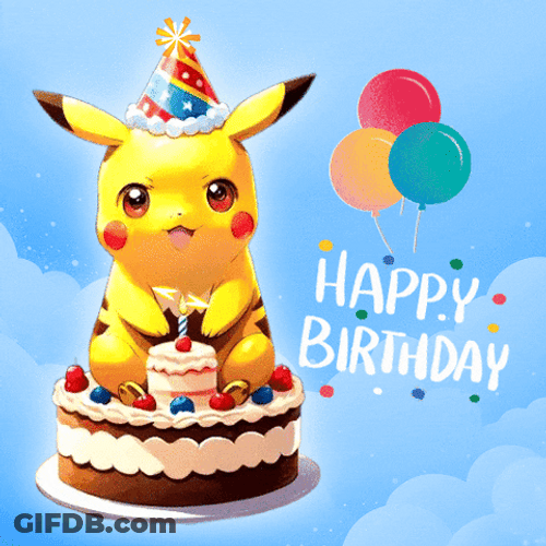 Pikachu Cake Happy Birthday GIF