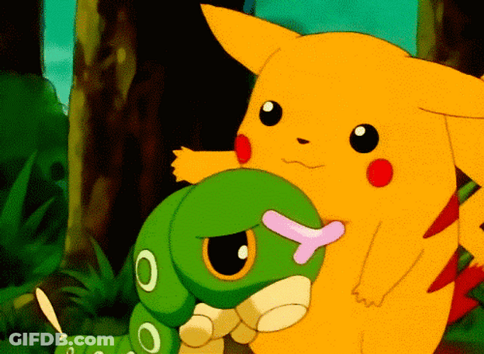 Pikachu Comforting Caterpie Its Ok GIF