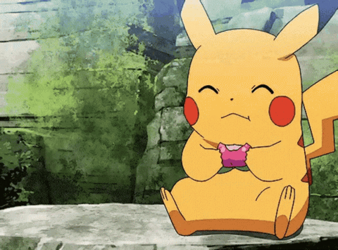 Pikachu Cute Eating Berries GIF