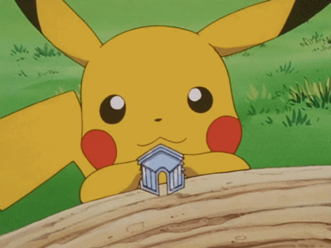 Pikachu Cute Holding Badge GIF