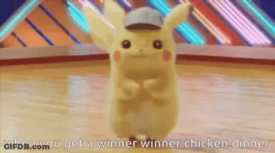 Pikachu Dancing Winner Winner Chicken Dinner GIF