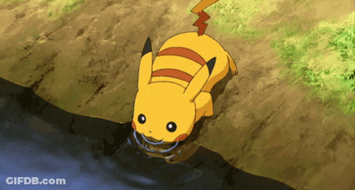 Pikachu Drinking Water GIF