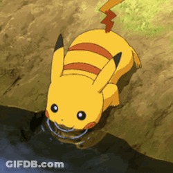 Pikachu Drinking Water GIF