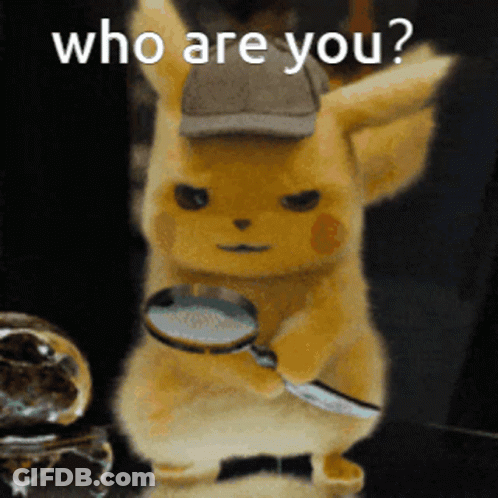 Pikachu Holding Magnifying Glass Saying Who Are You GIF