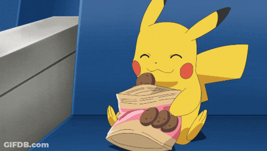 Pikachu Lightning Eating Cookies GIF