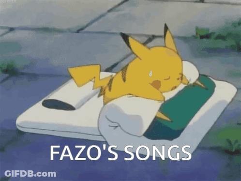 Pikachu Lying On Bed With Fazo's Songs GIF