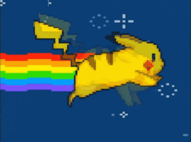 Pikachu Pink Fluffy Unicorns Dancing On Rainbows GIF