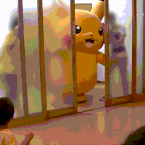 Pikachu Pokemon Peeking Through The Door GIF