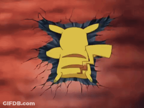 Pikachu Sticking Head Out Of Hole In Wall GIF