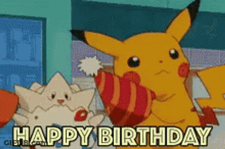 Pikachu Togepi Anime Happy Birthday GIF