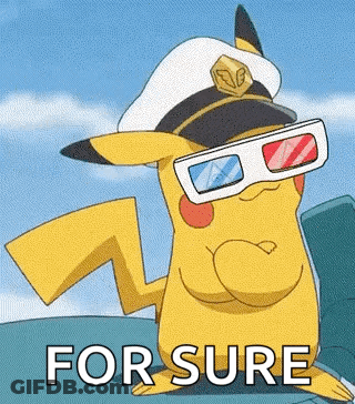 Pikachu Wearing Hat And 3D Glasses Saying For Sure GIF