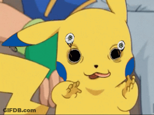 Pikachu With Holes In Eyes And Tongue Out GIF