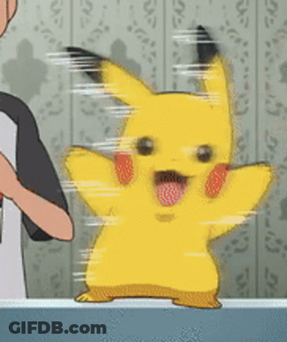 Pikachu With Tongue Out Next To Man GIF