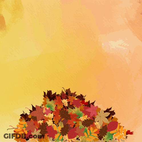 Pile Of Autumn Leaves Saying Fall GIF