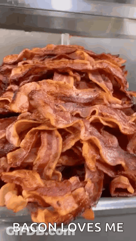 Pile Of Bacon Says Bacon Loves Me GIF