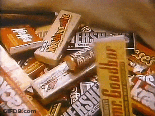 Pile Of Candy With Mr. Goodbar And Hershey GIF