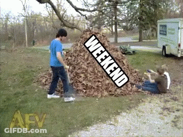 Pile Of Leaves With Weekend GIF