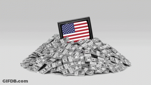 Pile Of Money With American Flag GIF