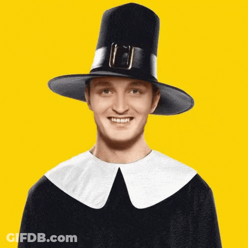 Pilgrim Holding Chicken Leg GIF