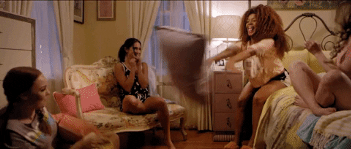 Pillow Fight Fun Girls Night GIF