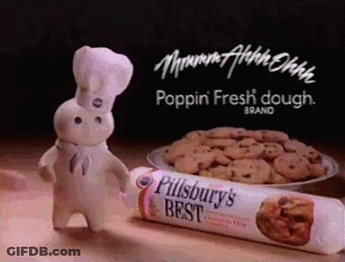 Pillsbury 'S Best Cookie Dough Is Advertised With A Pillsbury Bunny GIF